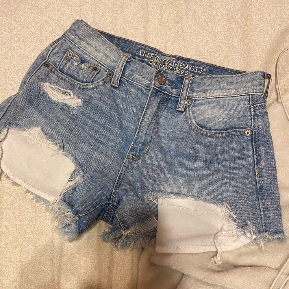 American Eagle// High-waisted distressed shorts
